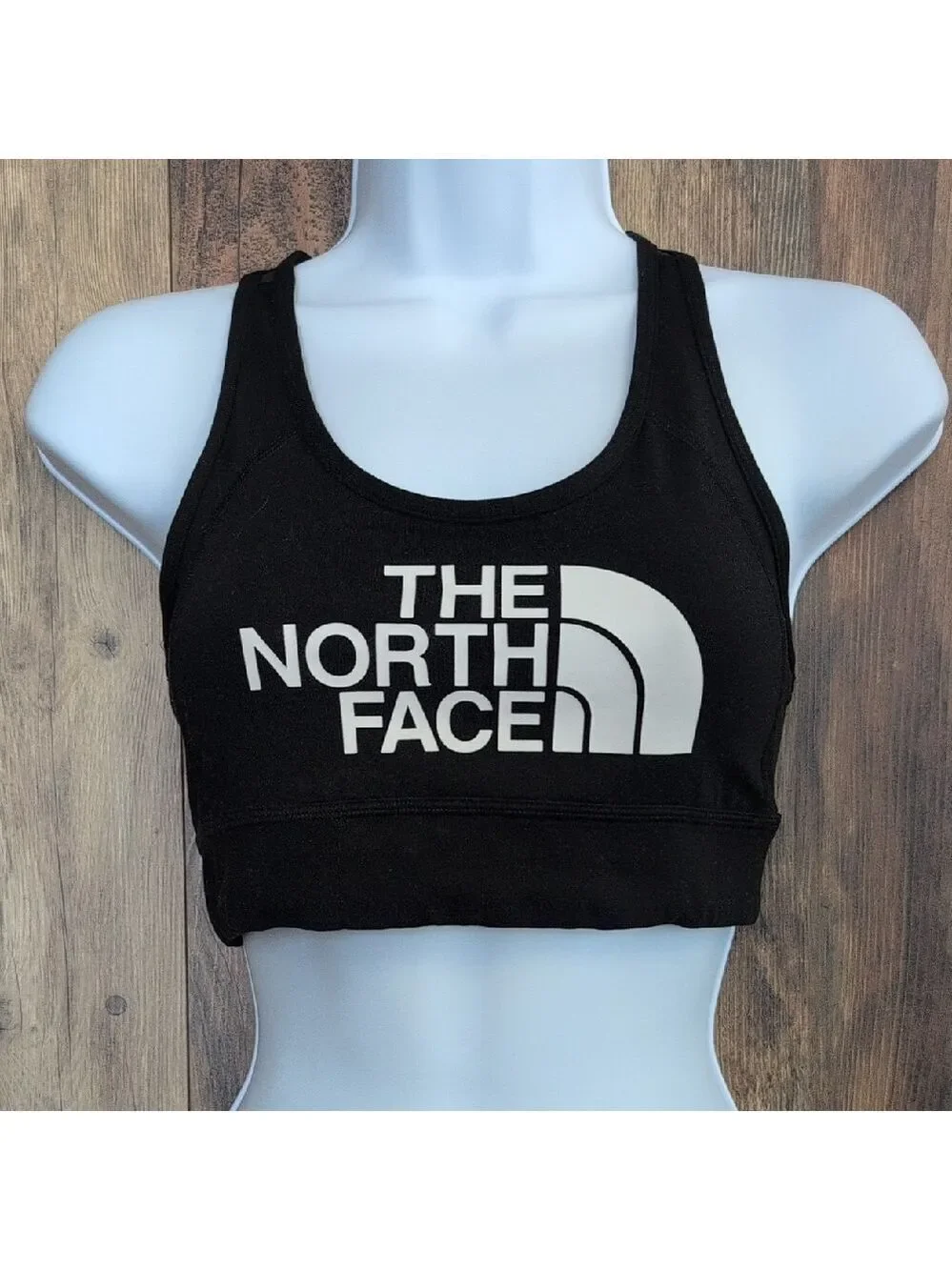 The North Face Black/White Sheer Back Strap Activewear Sports Bra M